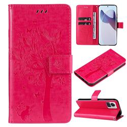 Embossing Butterfly Tree Leather Wallet Case for Motorola Edge 30 Ultra - Rose