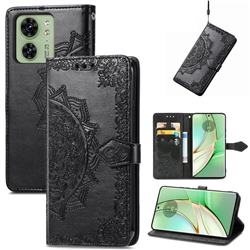 Embossing Imprint Mandala Flower Leather Wallet Case for Motorola Edge 40 - Black