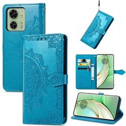 Embossing Imprint Mandala Flower Leather Wallet Case for Motorola Edge 40 - Blue