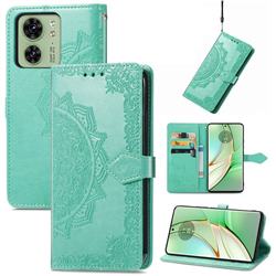 Embossing Imprint Mandala Flower Leather Wallet Case for Motorola Edge 40 - Green