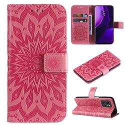 Embossing Sunflower Leather Wallet Case for Motorola Edge 40 - Pink