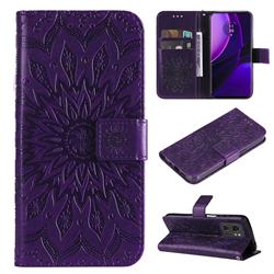 Embossing Sunflower Leather Wallet Case for Motorola Edge 40 - Purple