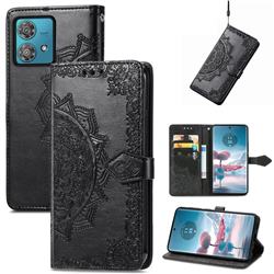 Embossing Imprint Mandala Flower Leather Wallet Case for Motorola Edge 40 Neo - Black
