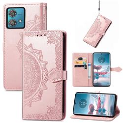 Embossing Imprint Mandala Flower Leather Wallet Case for Motorola Edge 40 Neo - Rose Gold