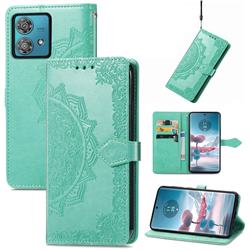 Embossing Imprint Mandala Flower Leather Wallet Case for Motorola Edge 40 Neo - Green