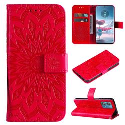Embossing Sunflower Leather Wallet Case for Motorola Edge 40 Neo - Red