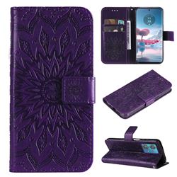 Embossing Sunflower Leather Wallet Case for Motorola Edge 40 Neo - Purple
