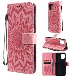 Embossing Sunflower Leather Wallet Case for Motorola Edge S - Pink