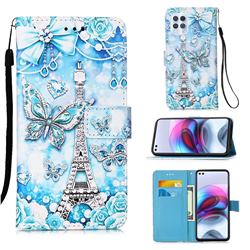 Tower Butterfly Matte Leather Wallet Phone Case for Motorola Edge S