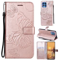 Embossing 3D Butterfly Leather Wallet Case for Motorola Edge S - Rose Gold
