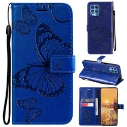 Embossing 3D Butterfly Leather Wallet Case for Motorola Edge S - Blue