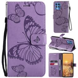 Embossing 3D Butterfly Leather Wallet Case for Motorola Edge S - Purple