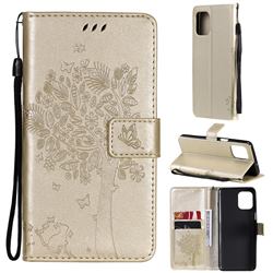 Embossing Butterfly Tree Leather Wallet Case for Motorola Edge S - Champagne
