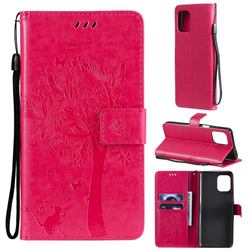 Embossing Butterfly Tree Leather Wallet Case for Motorola Edge S - Rose