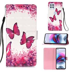 Rose Butterfly 3D Painted Leather Wallet Case for Motorola Edge S