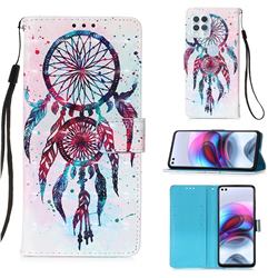 ColorDrops Wind Chimes 3D Painted Leather Wallet Case for Motorola Edge S