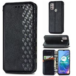 Ultra Slim Fashion Business Card Magnetic Automatic Suction Leather Flip Cover for Motorola Moto G10 - Black