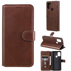 Retro Calf Matte Leather Wallet Phone Case for Motorola Moto G10 - Brown
