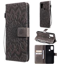 Embossing Sunflower Leather Wallet Case for Motorola Moto G10 - Gray