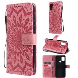 Embossing Sunflower Leather Wallet Case for Motorola Moto G10 - Pink