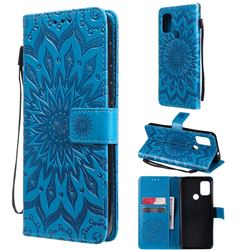 Embossing Sunflower Leather Wallet Case for Motorola Moto G10 - Blue