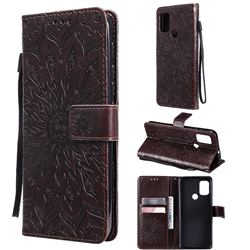 Embossing Sunflower Leather Wallet Case for Motorola Moto G10 - Brown