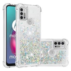 Dynamic Liquid Glitter Sand Quicksand Star TPU Case for Motorola Moto G10 - Silver