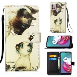 Cat Confrontation Matte Leather Wallet Phone Case for Motorola Moto G10