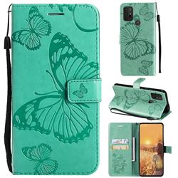 Embossing 3D Butterfly Leather Wallet Case for Motorola Moto G10 - Green