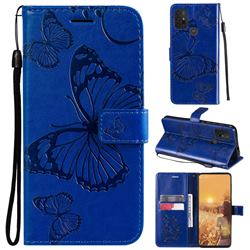 Embossing 3D Butterfly Leather Wallet Case for Motorola Moto G10 - Blue