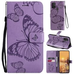Embossing 3D Butterfly Leather Wallet Case for Motorola Moto G10 - Purple