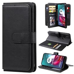 Multi-function Ten Card Slots and Photo Frame PU Leather Wallet Phone Case Cover for Motorola Moto G10 - Black