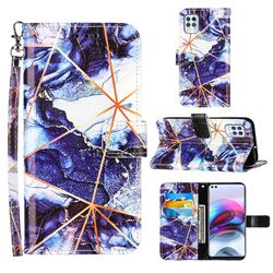 Starry Blue Stitching Color Marble Leather Wallet Case for Motorola Moto G100