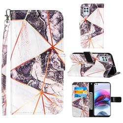 Black and White Stitching Color Marble Leather Wallet Case for Motorola Moto G100