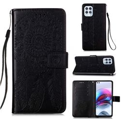 Embossing Dream Catcher Mandala Flower Leather Wallet Case for Motorola Moto G100 - Black