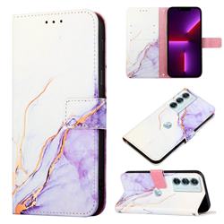 Purple White Marble Leather Wallet Protective Case for Motorola Moto G200 5G