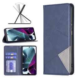 Prismatic Slim Magnetic Sucking Stitching Wallet Flip Cover for Motorola Moto G200 5G - Blue