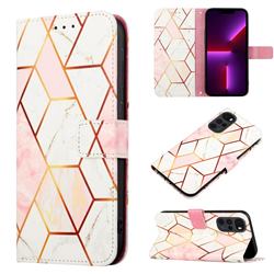 Pink White Marble Leather Wallet Protective Case for Motorola Moto G22