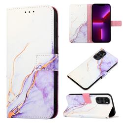 Purple White Marble Leather Wallet Protective Case for Motorola Moto G22