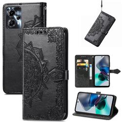 Embossing Imprint Mandala Flower Leather Wallet Case for Motorola Moto G23 - Black