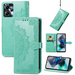 Embossing Imprint Mandala Flower Leather Wallet Case for Motorola Moto G23 - Green