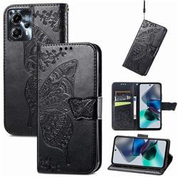 Embossing Mandala Flower Butterfly Leather Wallet Case for Motorola Moto G23 - Black