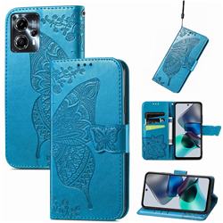 Embossing Mandala Flower Butterfly Leather Wallet Case for Motorola Moto G23 - Blue
