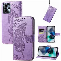 Embossing Mandala Flower Butterfly Leather Wallet Case for Motorola Moto G23 - Light Purple