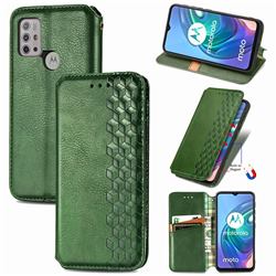 Ultra Slim Fashion Business Card Magnetic Automatic Suction Leather Flip Cover for Motorola Moto G30 - Green
