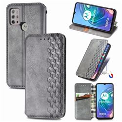 Ultra Slim Fashion Business Card Magnetic Automatic Suction Leather Flip Cover for Motorola Moto G30 - Grey