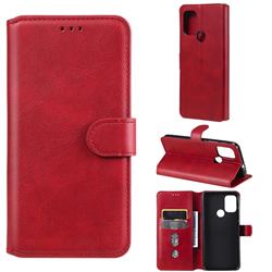 Retro Calf Matte Leather Wallet Phone Case for Motorola Moto G30 - Red