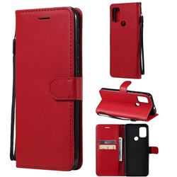 Retro Greek Classic Smooth PU Leather Wallet Phone Case for Motorola Moto G30 - Red