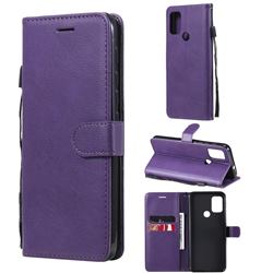 Retro Greek Classic Smooth PU Leather Wallet Phone Case for Motorola Moto G30 - Purple