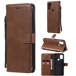 Retro Greek Classic Smooth PU Leather Wallet Phone Case for Motorola Moto G30 - Brown